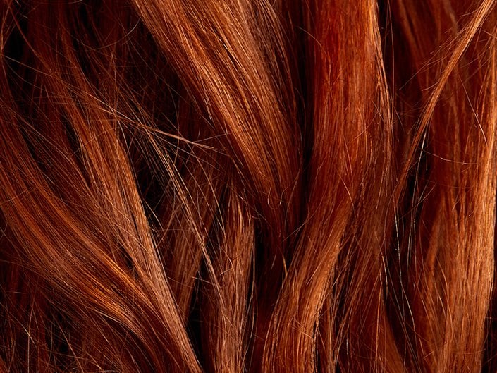 Close-up picture of reddish-orange hair