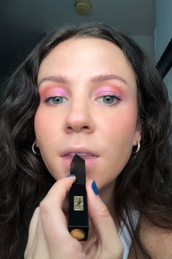 person wearing pink eyeshadow
