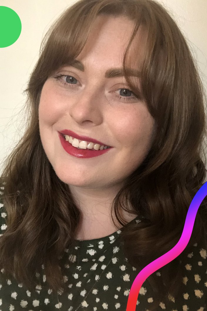 person wearing dark pink lipstick