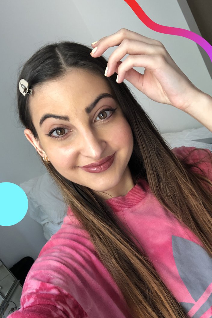 person wearing mauve purple lipstick