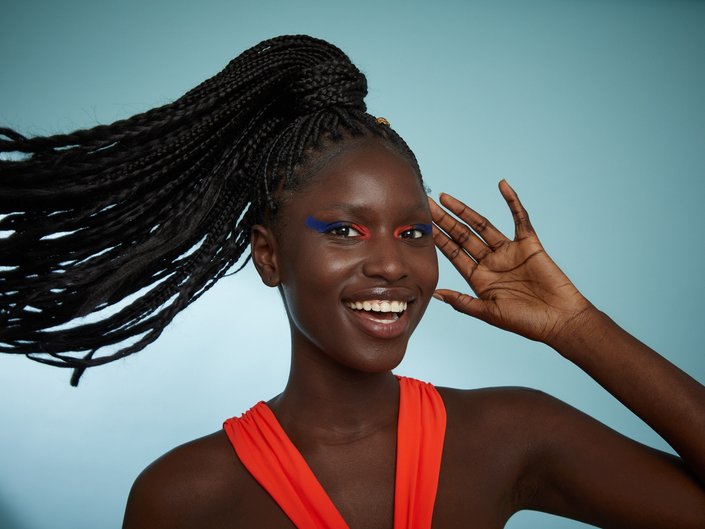 person wearing pastel eyeshadow