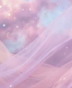 Illustrative abstract composition with waves and drops in various purples and pinks