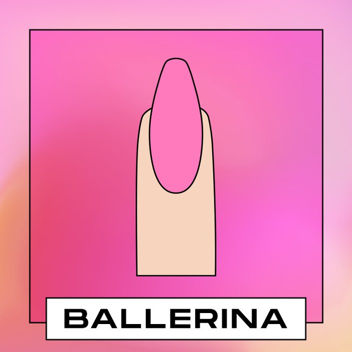 Illustration of a ballerina nail painted pink on a pink background
