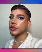 man with makeup done