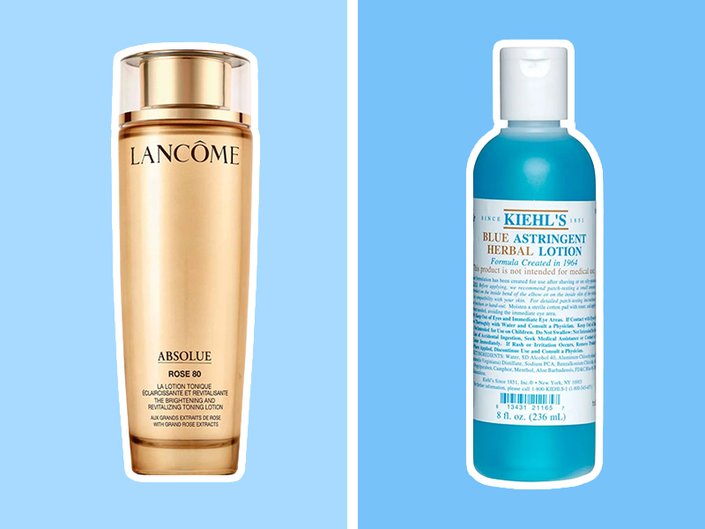 two toner bottles on a blue background